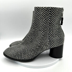 Rag & Bone Fleur Ankle Boots Embossed Leather Womens 37.5 Black White Polka Dots